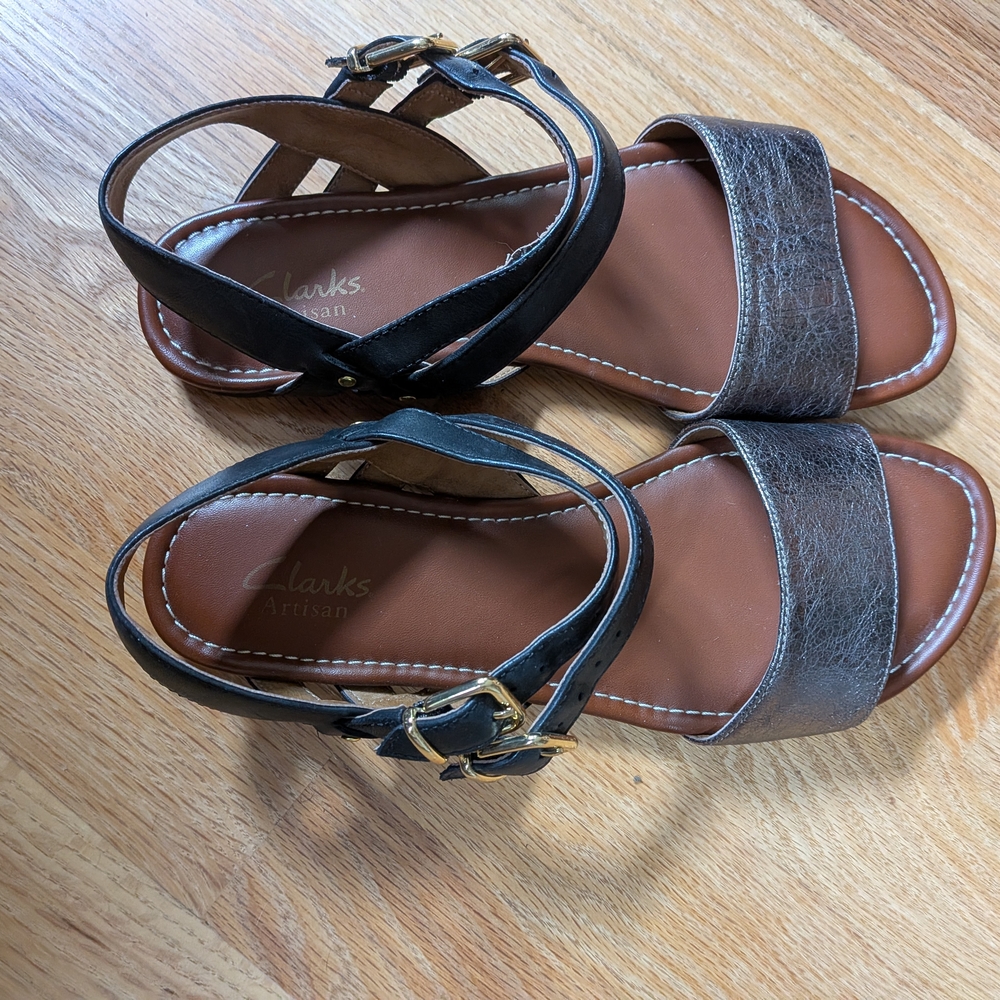 Clarks Artisan Black and Brown Sandals
